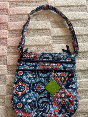 Vera Bradley Navy, Light Blue & Red Quilted Crossbody Bag